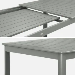 Ausziehbarer Gartentisch aus Aluminium, 10 Plätze