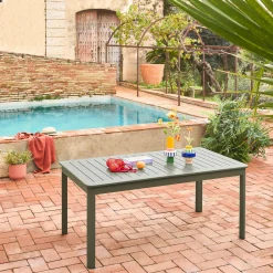 Ausziehbarer Gartentisch aus Aluminium, 8 Plätze