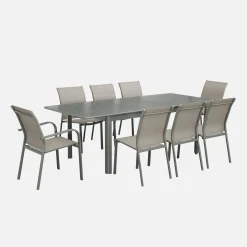 Ausziehbarer Gartentisch aus Aluminium, 8 Plätze