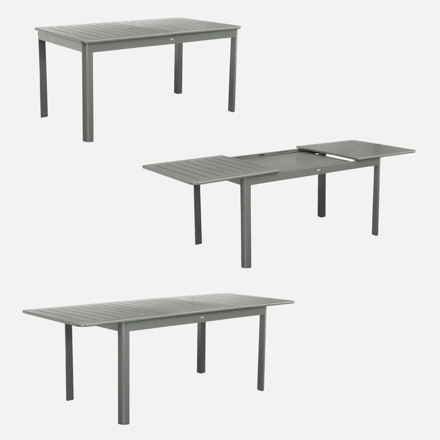 Ausziehbarer Gartentisch aus Aluminium, 6 Plätze