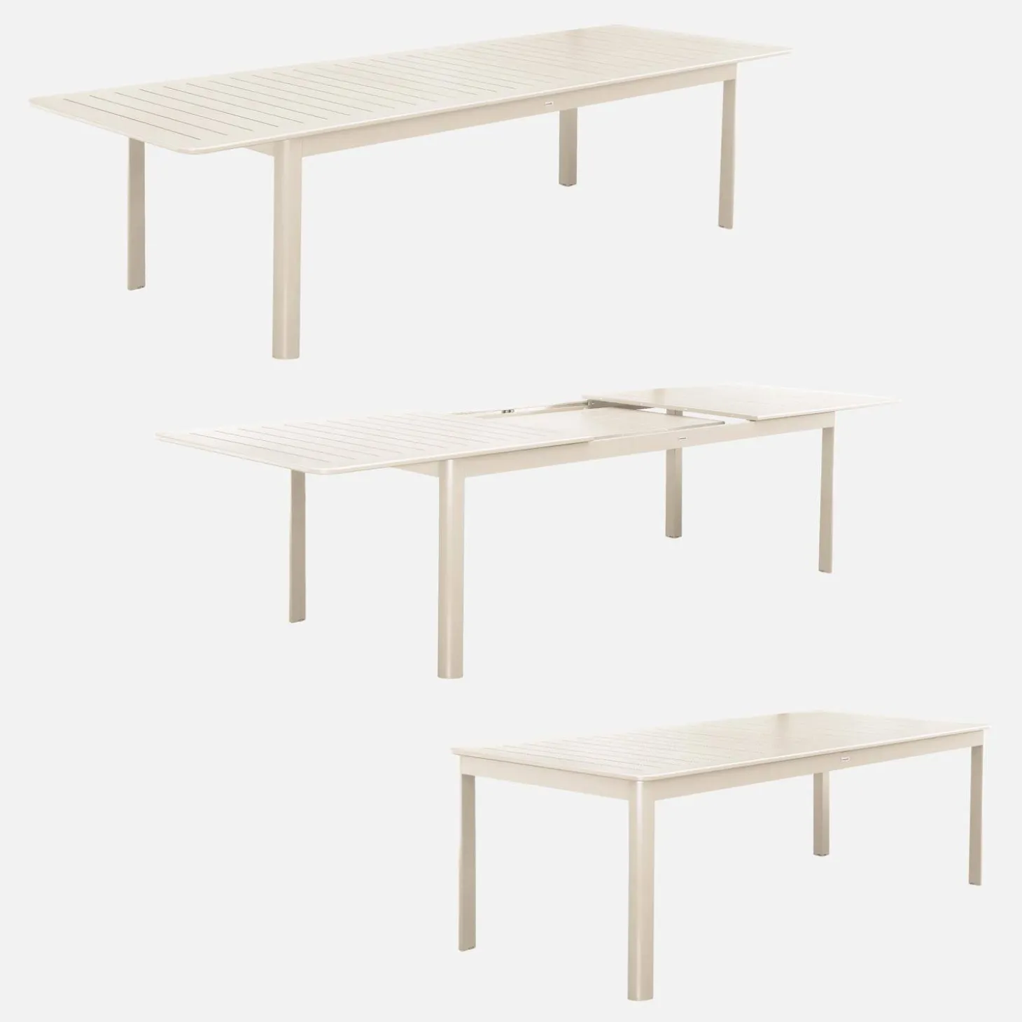 Ausziehbarer Gartentisch aus Aluminium, 10 Plätze