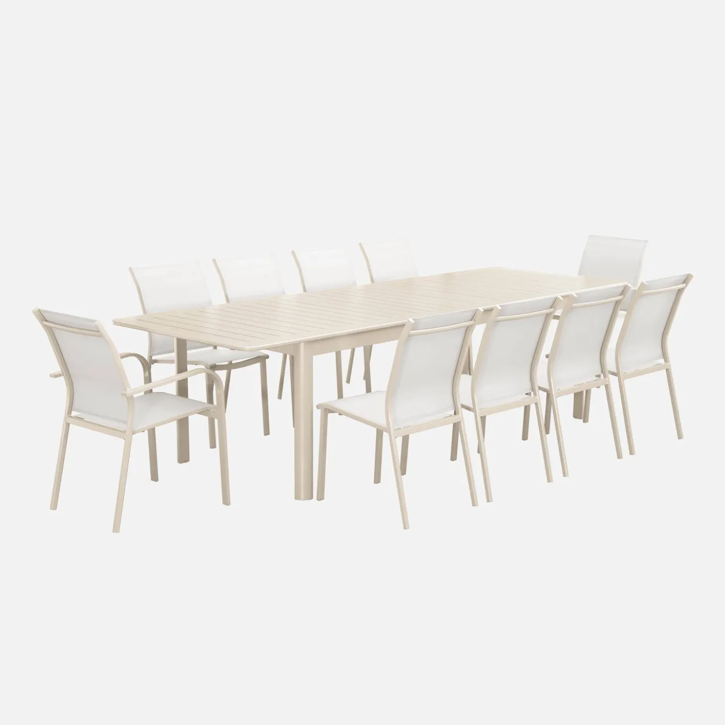 Ausziehbarer Gartentisch aus Aluminium, 10 Plätze