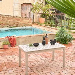 Ausziehbarer Gartentisch aus Aluminium, 6 Plätze