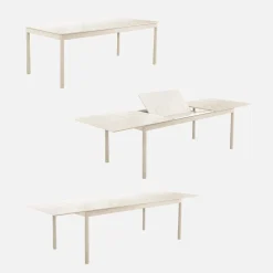 Ausziehbarer Gartentisch aus Aluminium, 8 Plätze