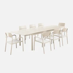Ausziehbarer Gartentisch aus Aluminium, 8 Plätze