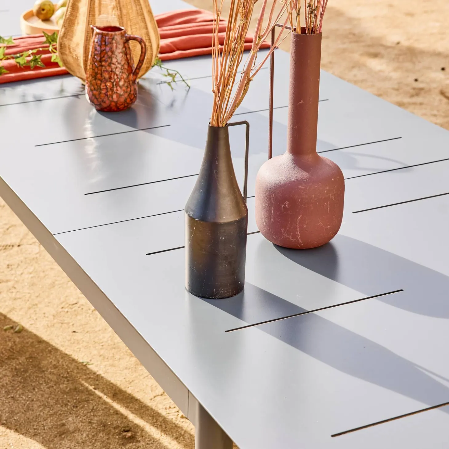 Ausziehbarer Gartentisch aus Aluminium, 8 Plätze