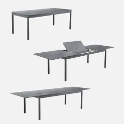 Ausziehbarer Gartentisch aus Aluminium, 8 Plätze