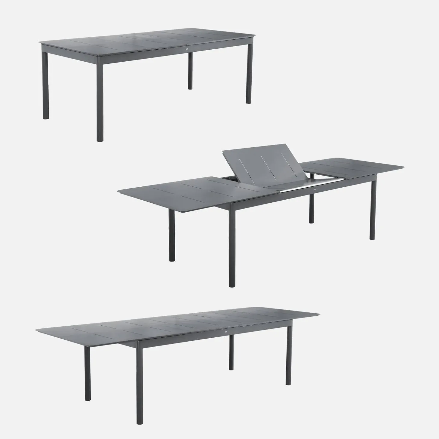 Ausziehbarer Gartentisch aus Aluminium, 8 Plätze