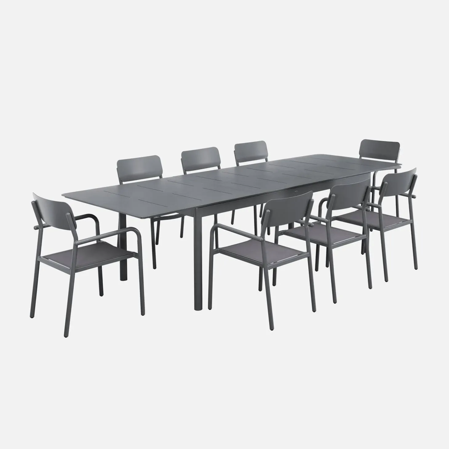 Ausziehbarer Gartentisch aus Aluminium, 8 Plätze