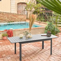 Ausziehbarer Gartentisch aus Aluminium, 6 Plätze