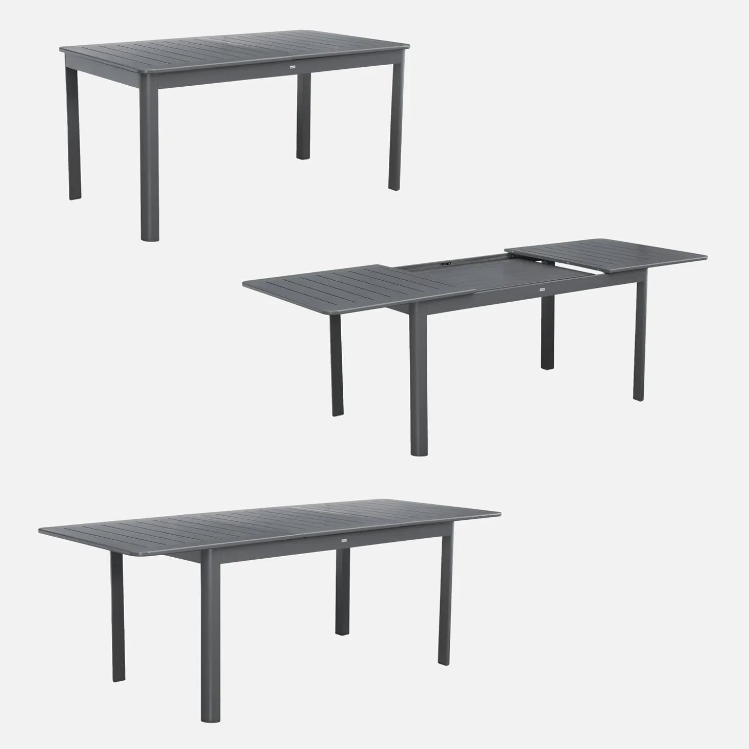 Ausziehbarer Gartentisch aus Aluminium, 8 Plätze