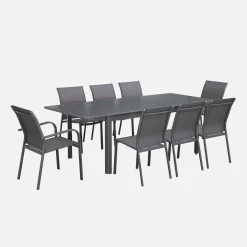 Ausziehbarer Gartentisch aus Aluminium, 8 Plätze