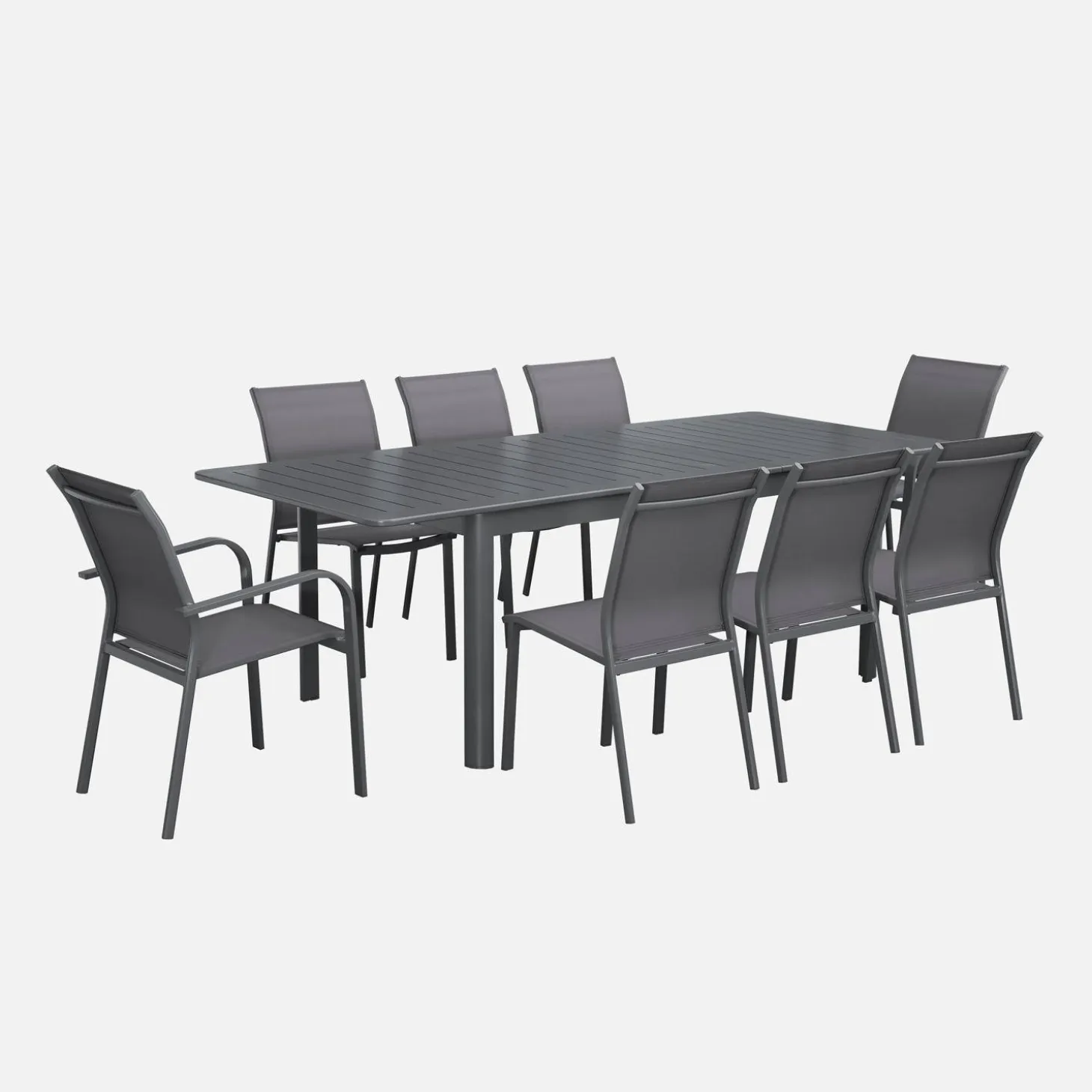 Ausziehbarer Gartentisch aus Aluminium, 8 Plätze