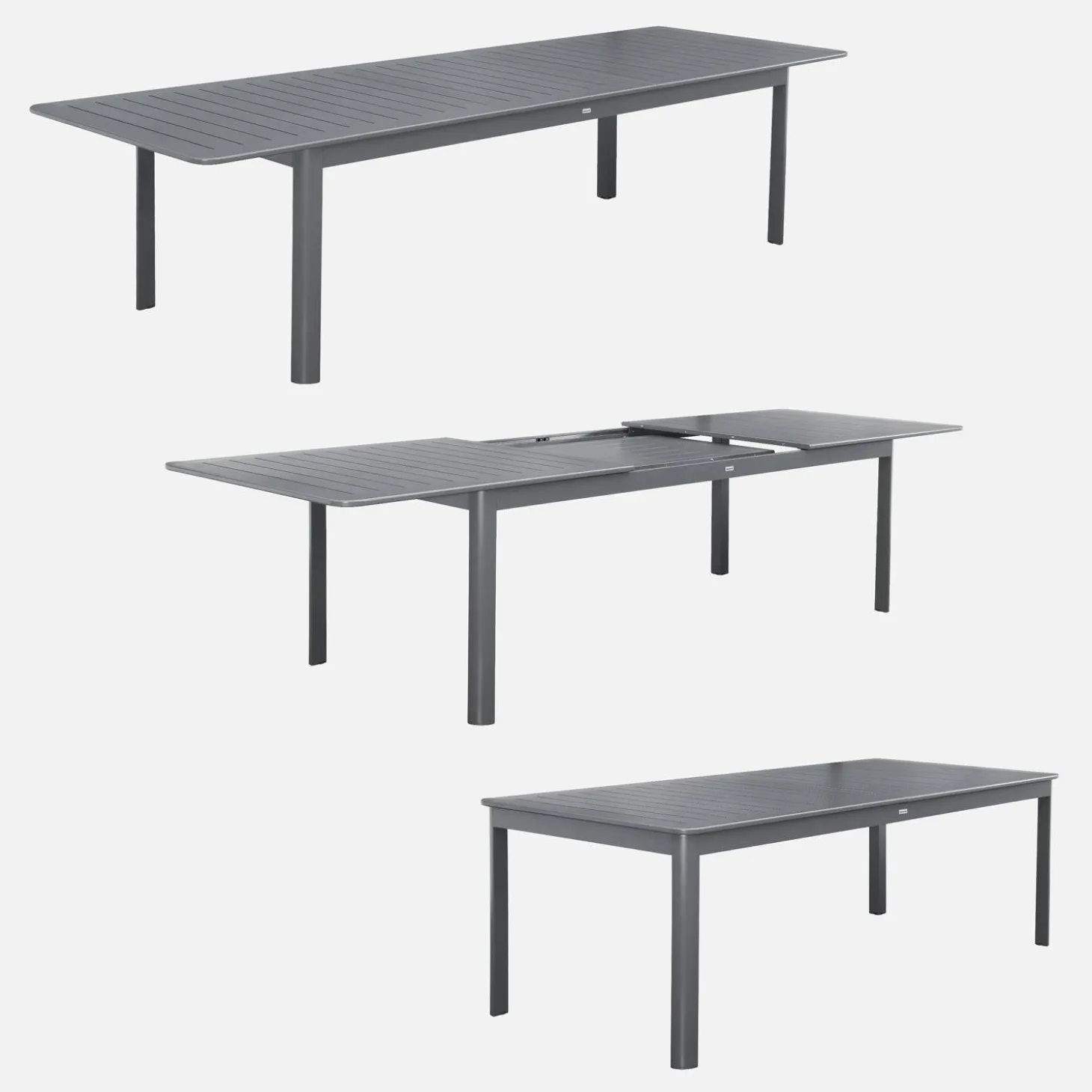 Ausziehbarer Gartentisch aus Aluminium, 10 Plätze