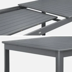 Ausziehbarer Gartentisch aus Aluminium, 10 Plätze