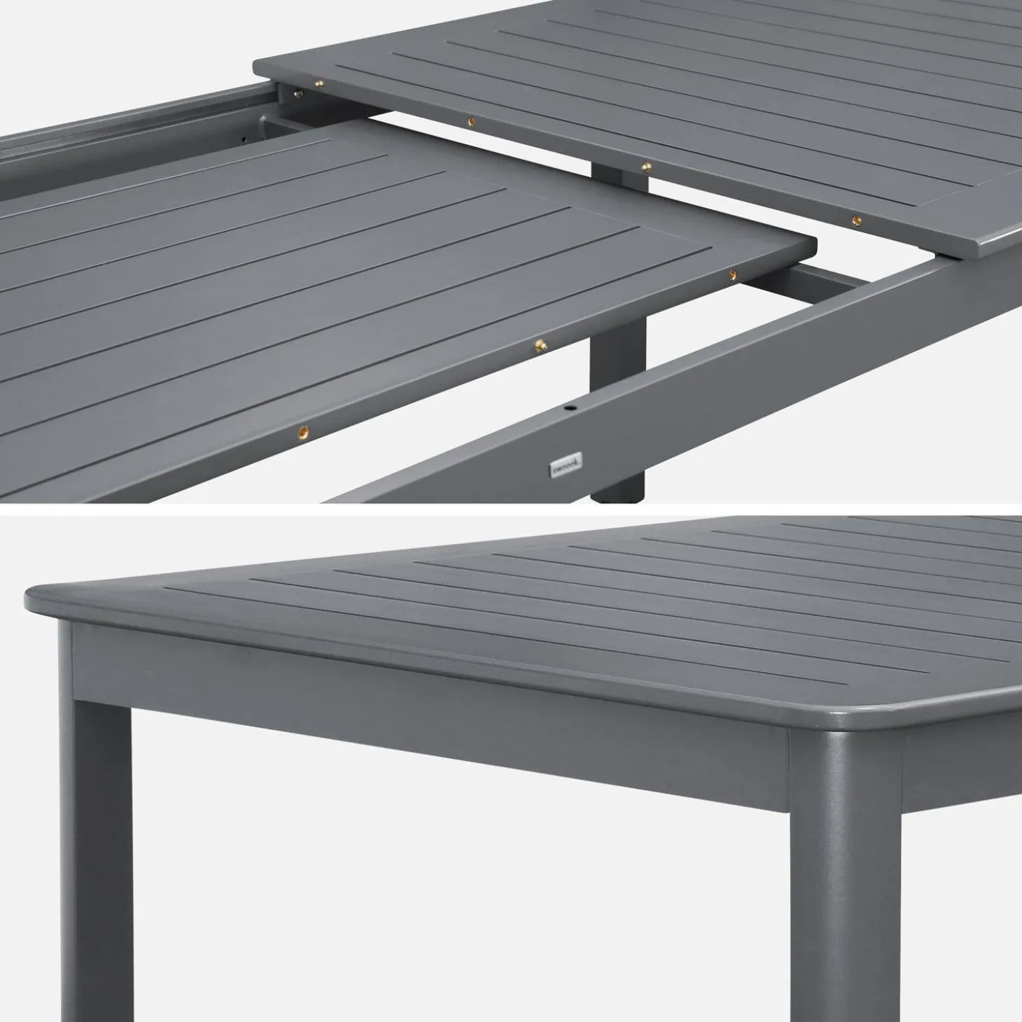 Ausziehbarer Gartentisch aus Aluminium, 10 Plätze