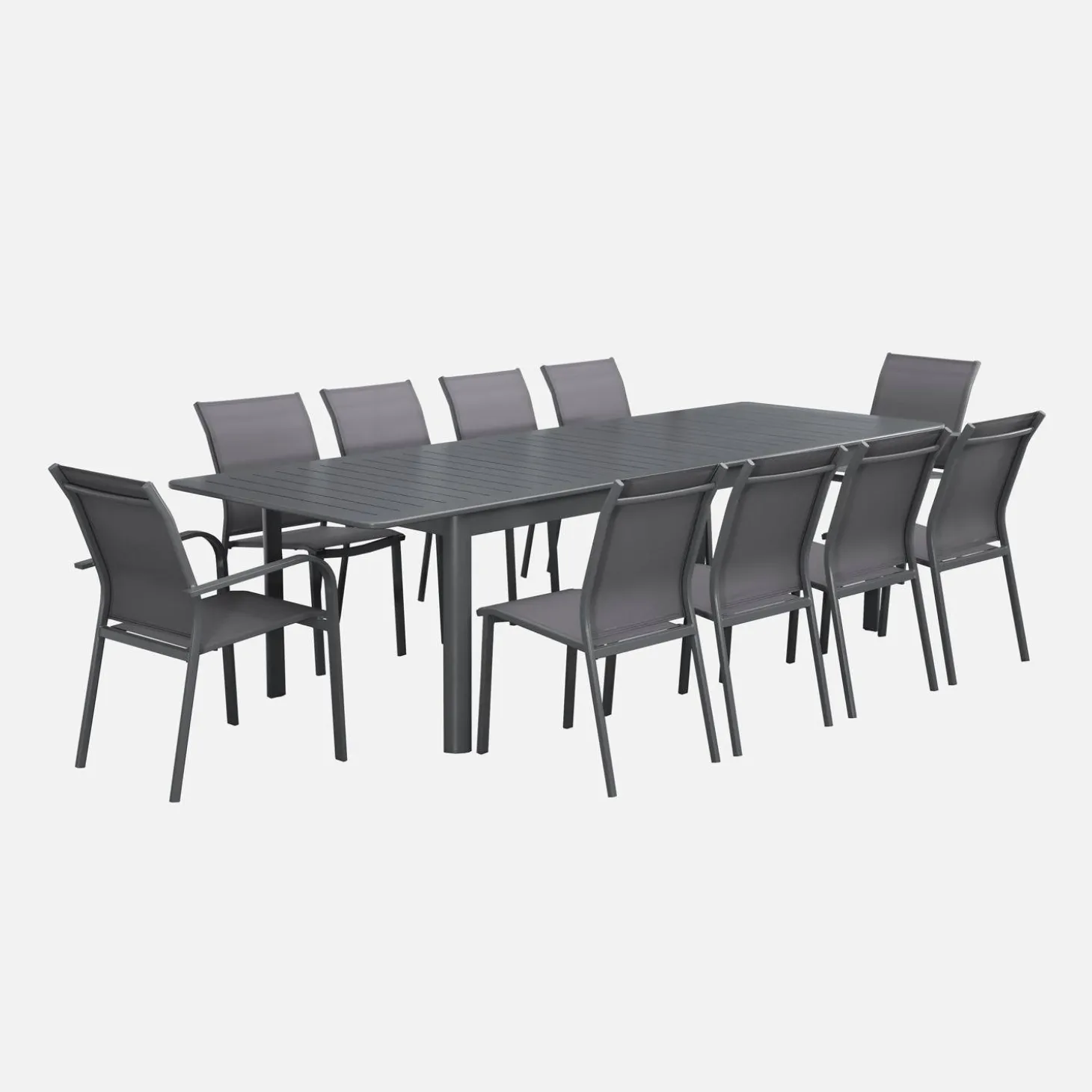 Ausziehbarer Gartentisch aus Aluminium, 10 Plätze