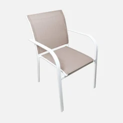 Ausziehbarer Gartentisch aus Aluminium + 10 Sessel