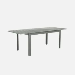 Ausziehbarer Gartentisch aus Aluminium, 4 Stühle, 2 Sessel