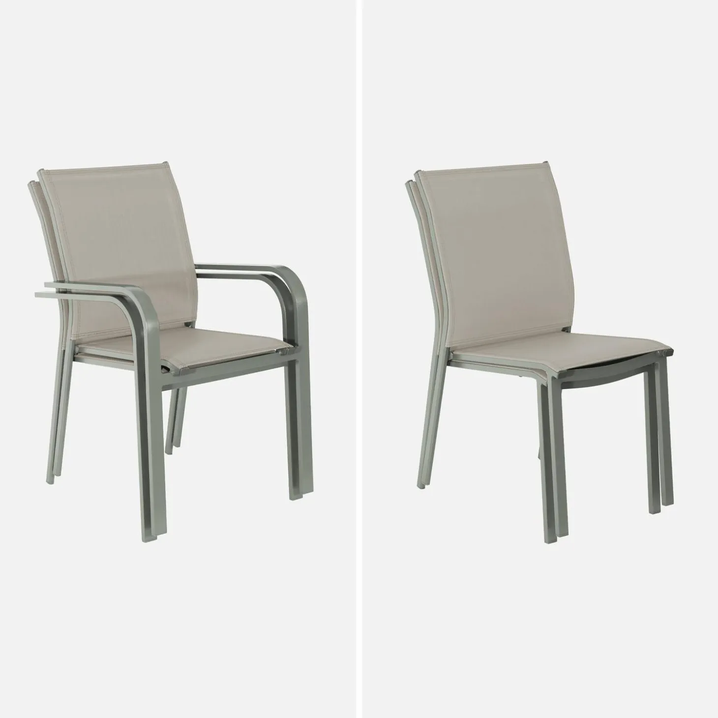 Ausziehbarer Gartentisch aus Aluminium, 4 Stühle, 2 Sessel