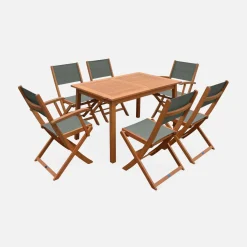 Ausziehbarer Gartentisch aus Holz , 6 Stühle