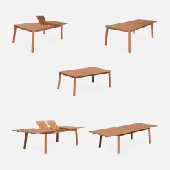 Ausziehbarer Gartentisch aus Holz, 10 Stühle