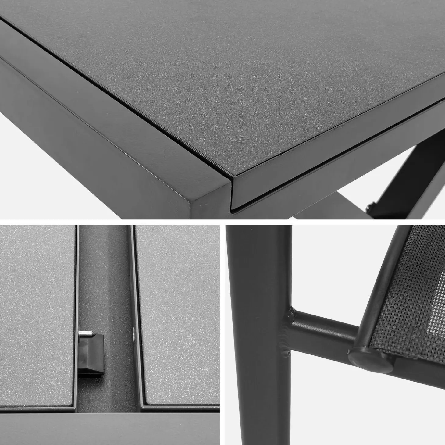 Ausziehbarer Gartentisch 160/240 cm aus Aluminium + 8 Sessel
