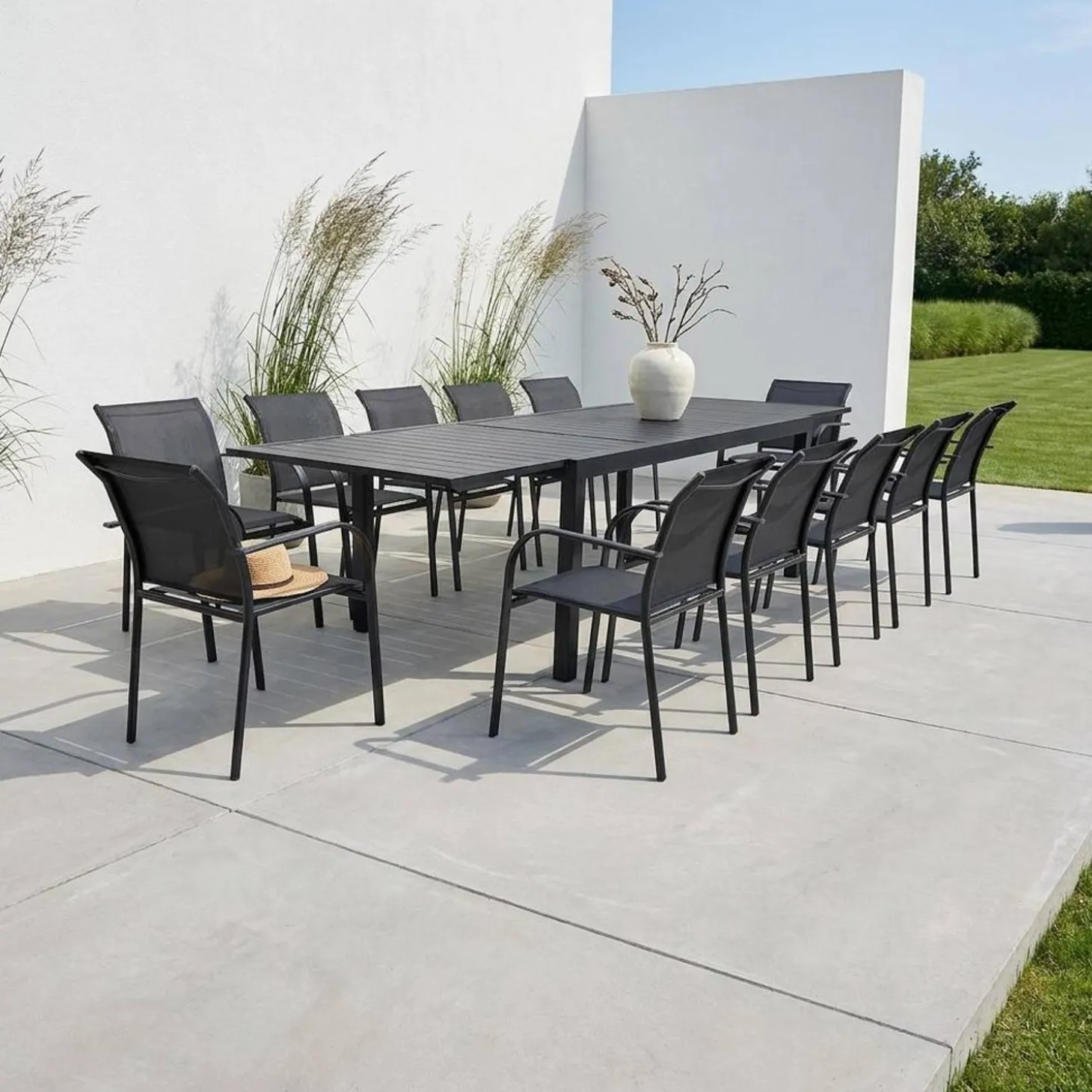 Ausziehbarer Gartentisch 200/320cm + 10 Sessel