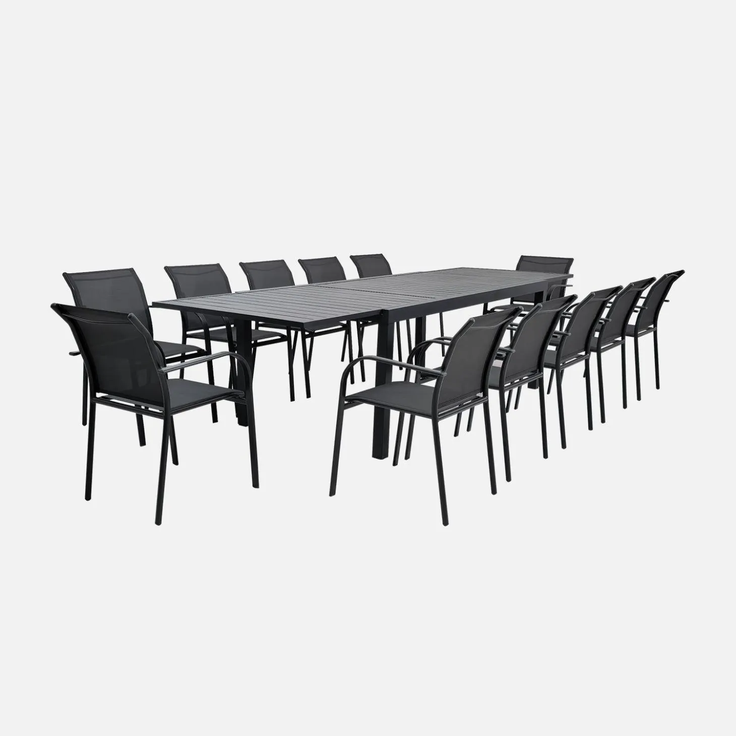 Ausziehbarer Gartentisch 200/320cm + 10 Sessel