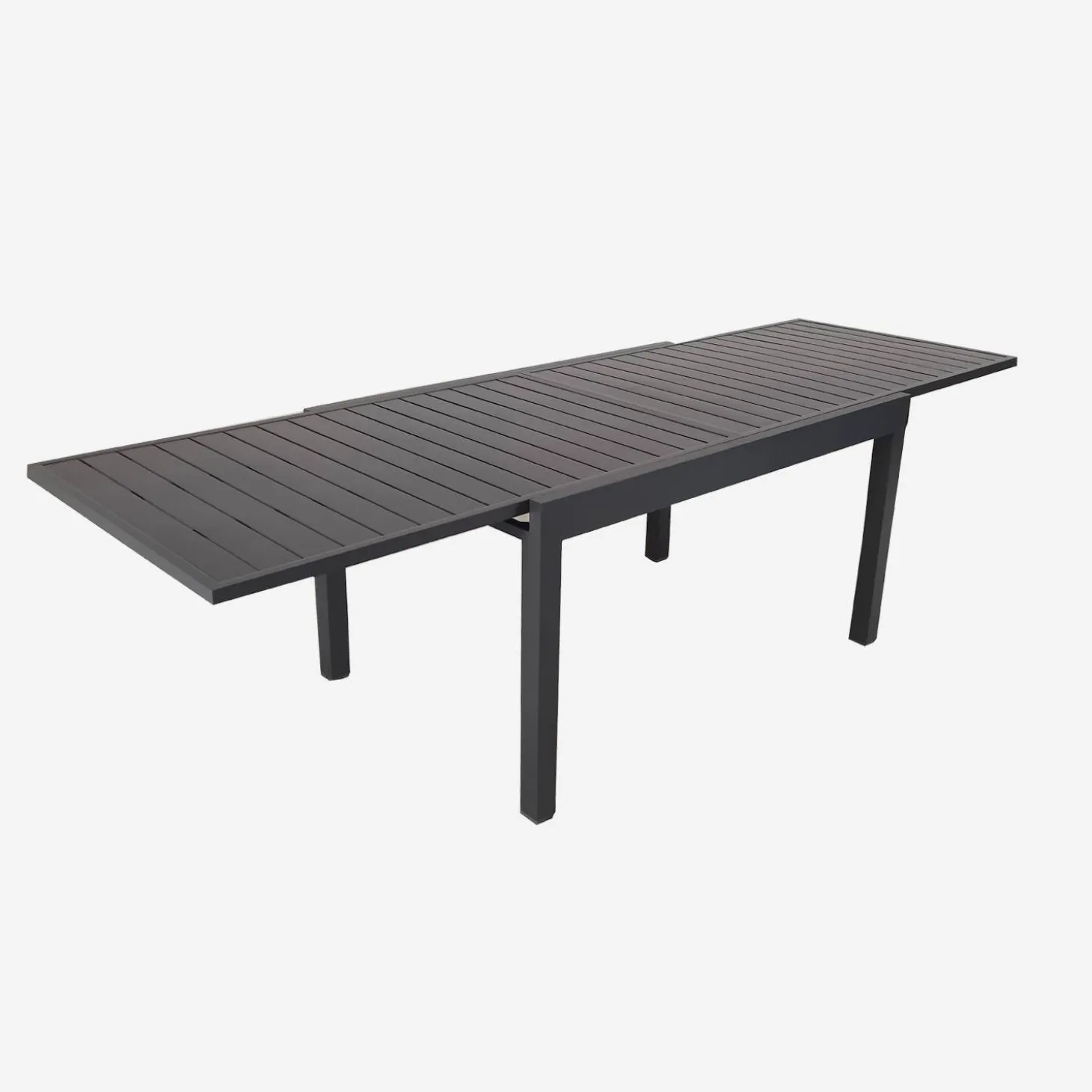 Ausziehbarer Gartentisch 135/270 cm, 8 Sessel, Aluminium und Textilene
