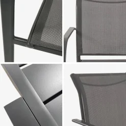 Ausziehbarer Gartentisch 135/270 cm, 8 Sessel, Aluminium und Textilene