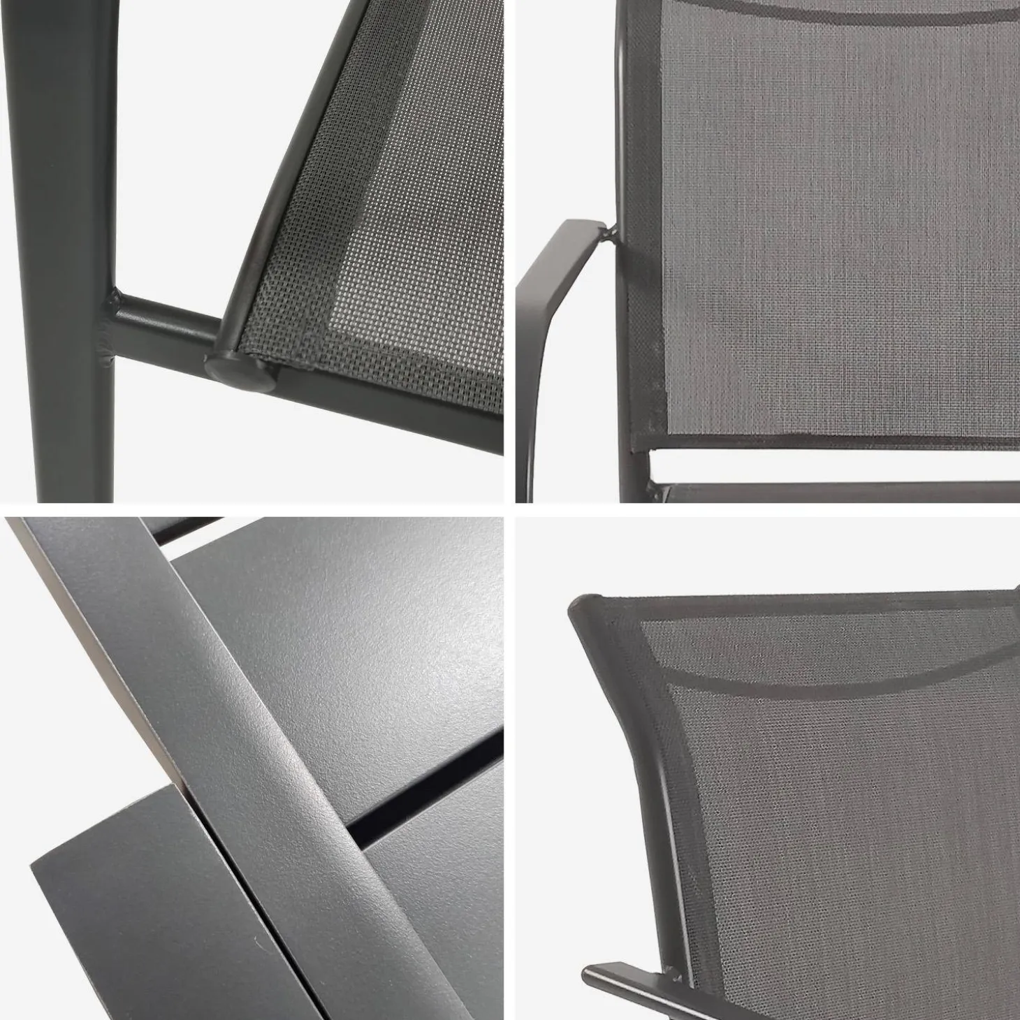 Ausziehbarer Gartentisch 135/270 cm, 8 Sessel, Aluminium und Textilene