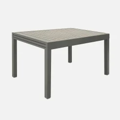 Ausziehbarer Gartentisch 135/270 cm, 8 Sessel, Aluminium und Textilene