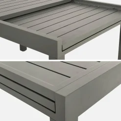 Ausziehbarer Gartentisch 135/270 cm, 8 Sessel, Aluminium und Textilene