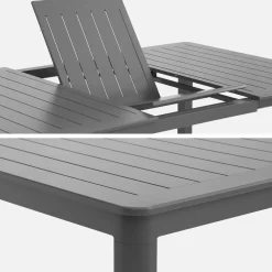 Ausziehbarer Gartentisch 199/258,5cm + 12 Sitzmöbel aus Aluminium