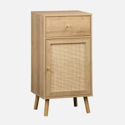 Badezimmermöbel mit Holzdekor und Rattan-Geflecht