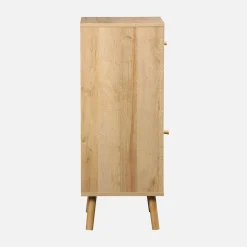 Badezimmermöbel mit Holzdekor und Rattan-Geflecht