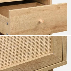 Badezimmermöbel mit Holzdekor und Rattan-Geflecht