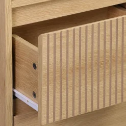 Badzimmerschrank schmal, Holzoptik, 3 Regale 2 Schubladen