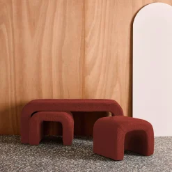 Bank und Satzhocker Bouclé