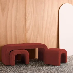 Bank und Satzhocker Bouclé