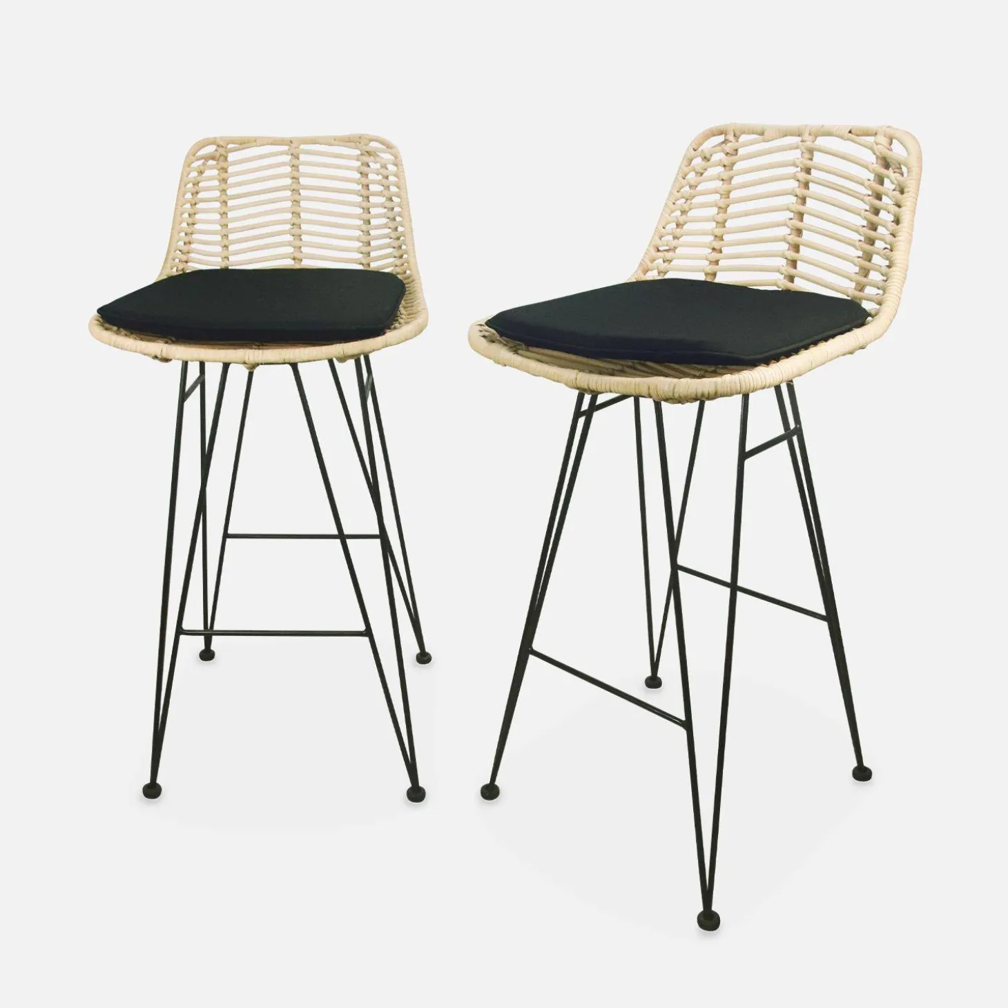2 Barhocker Rattan und Metall, 67cm