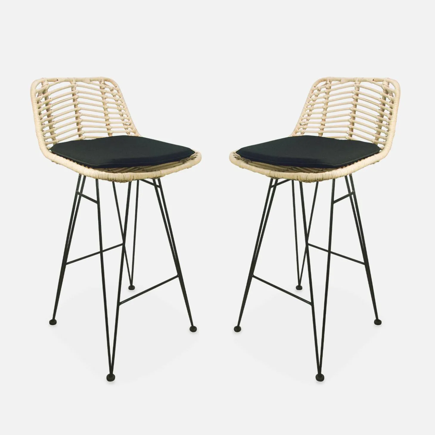 2 Barhocker Rattan und Metall, 67cm