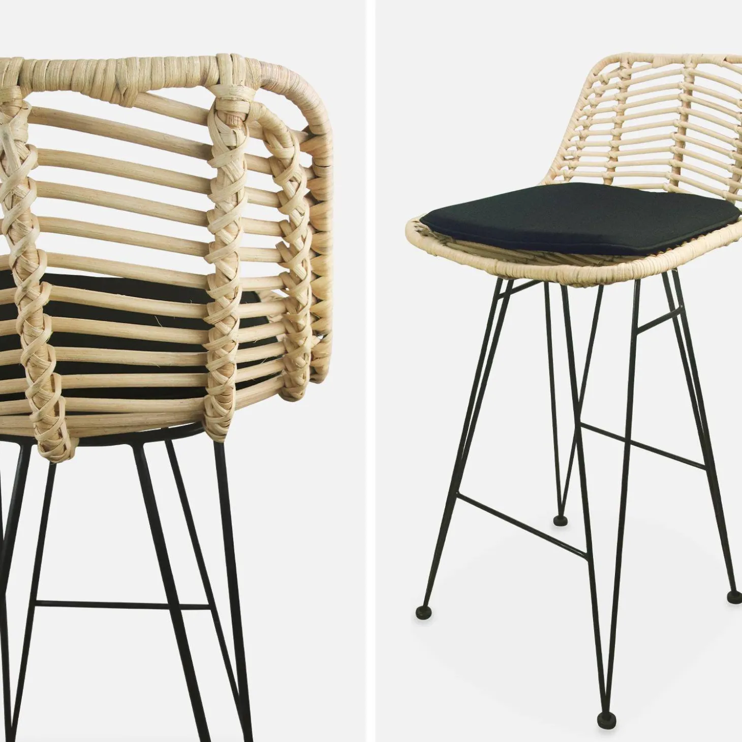 2 Barhocker Rattan und Metall, 67cm