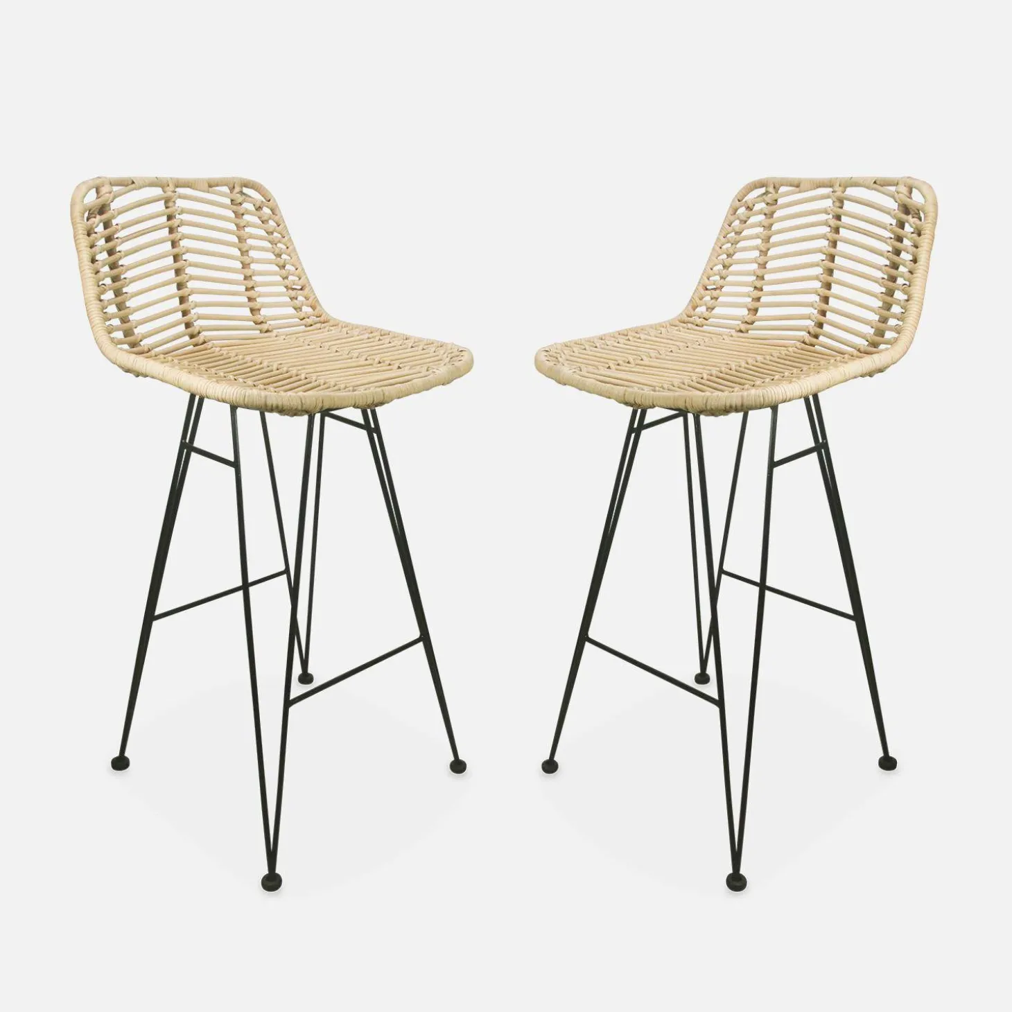 2 Barhocker Rattan und Metall, 67cm