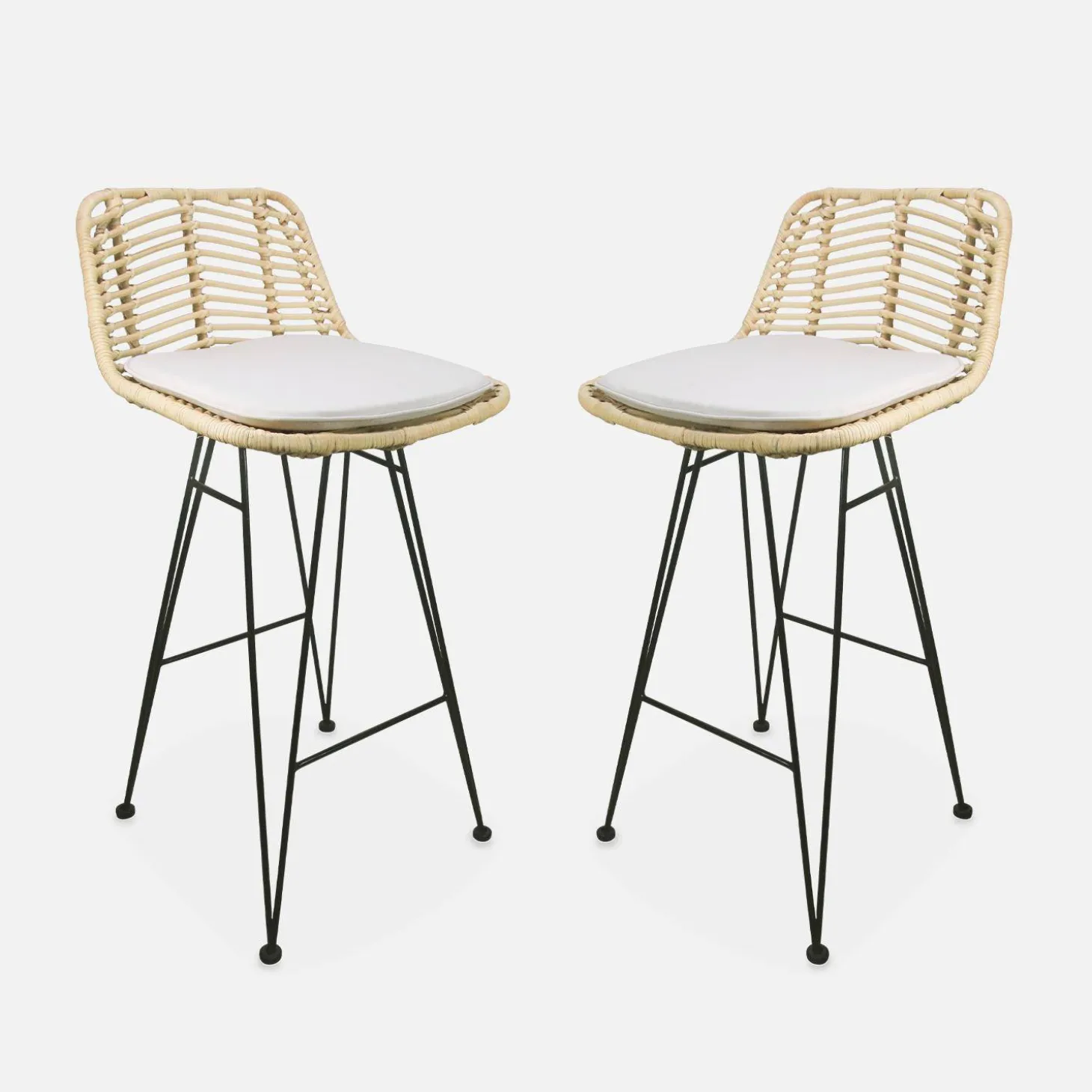 2 Barhocker Rattan und Metall, 67cm