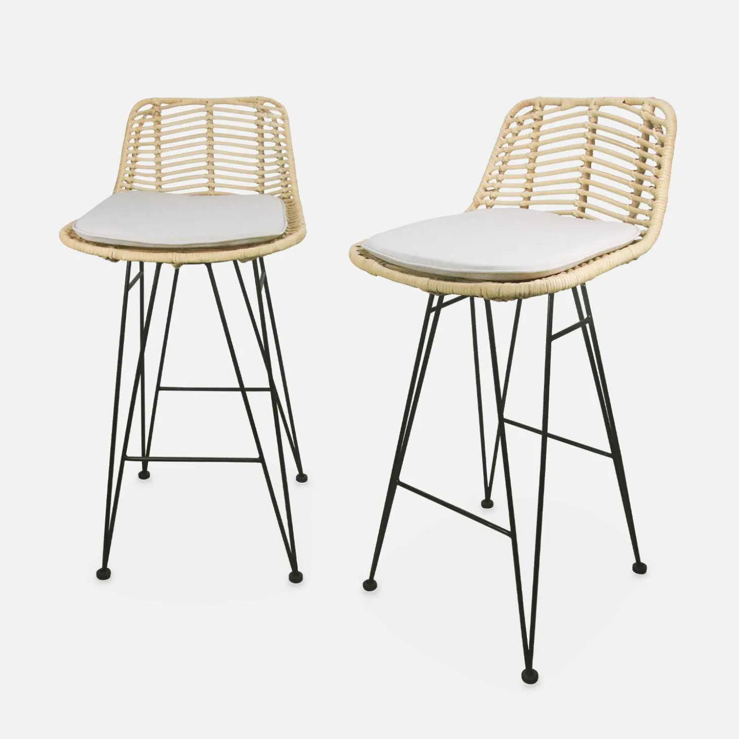 2 Barhocker Rattan und Metall, 67cm
