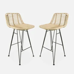 2 Barhocker Rattan und Metall, 67cm