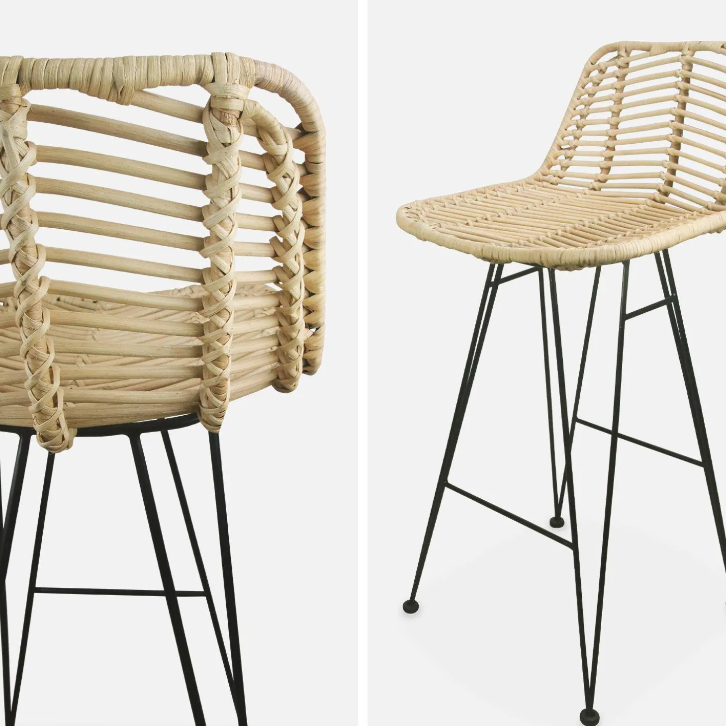 2 Barhocker Rattan und Metall, 67cm