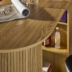 Bar-Tisch, hoher Küchentisch aus Holzdekor mit Stauraum